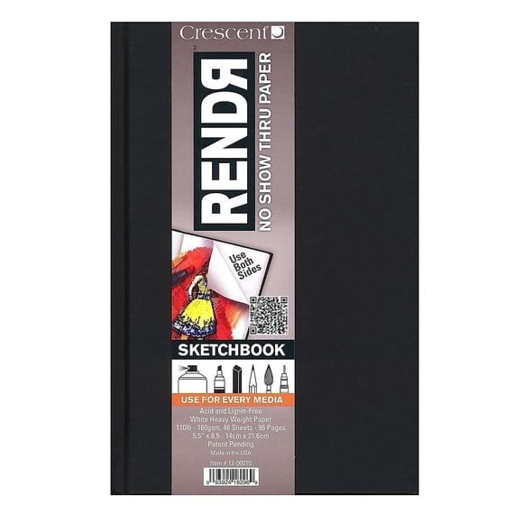 Cuaderno de bocetos Crescent Creative Products RENDR, 8.5 x 11 pulgadas, blanco