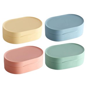 Bothyi - 4X Caja De Jabón De Viaje Portátil Sellado Impermeable Para Acampar Viajes Oval