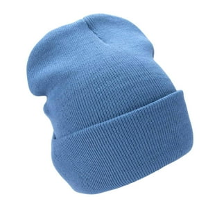 Ekolmac Center - Gorro Tendencia Beanie Lana Adulto Con Doblez Unisex Para Jovenes Y Adulto Color Azul