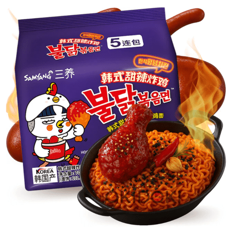 Buldak Ramen Pollo Frito Dulce Picante Samyang 140G*Pack 5 Bolsas