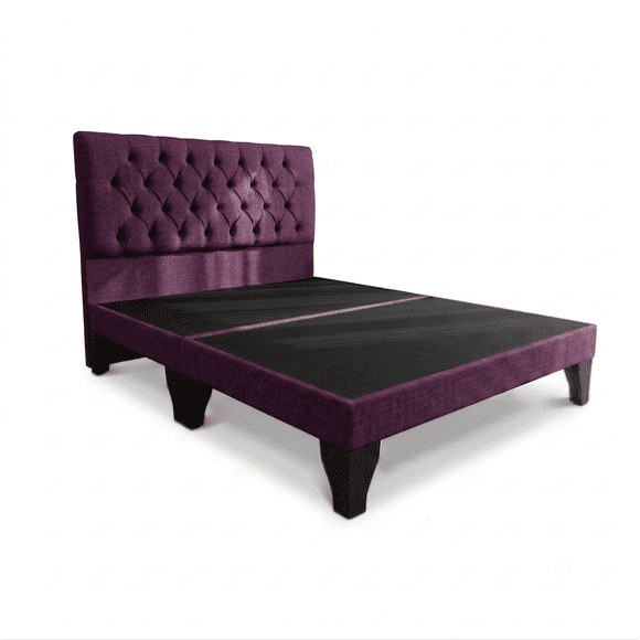 Cama Europea 2 Plaza Base Dividida Morado Lino Capitone