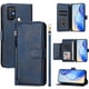 thumbnail image 2 of Funda tipo cartera para ZTE Blade A52 con bolsillo con cremallera, tarjetero, soporte, correa para la muñeca y tapa de cuero azul, 2 of 5