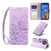 Funda Billetera Foxdock Compatible Con Tecno Spark Go 2025, Diseño Perrito Tierno, Ranuras Para Tarjetas Y Soporte Plegable