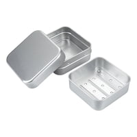 Magideal - Caja De Jabón Portátil Recipiente De Almacenamiento De Jabón Barra Estuche Metálico Portátil Doble Capa Hermético Adecuado Para Camping Hotel Baño Via Cuadrado