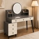 thumbnail image 1 of Mueble Tocador Peinador De Maquillaje Con Espejo Y Cajones Extendible MDF Gris Blanco 100x40x119 cm, 1 of 3