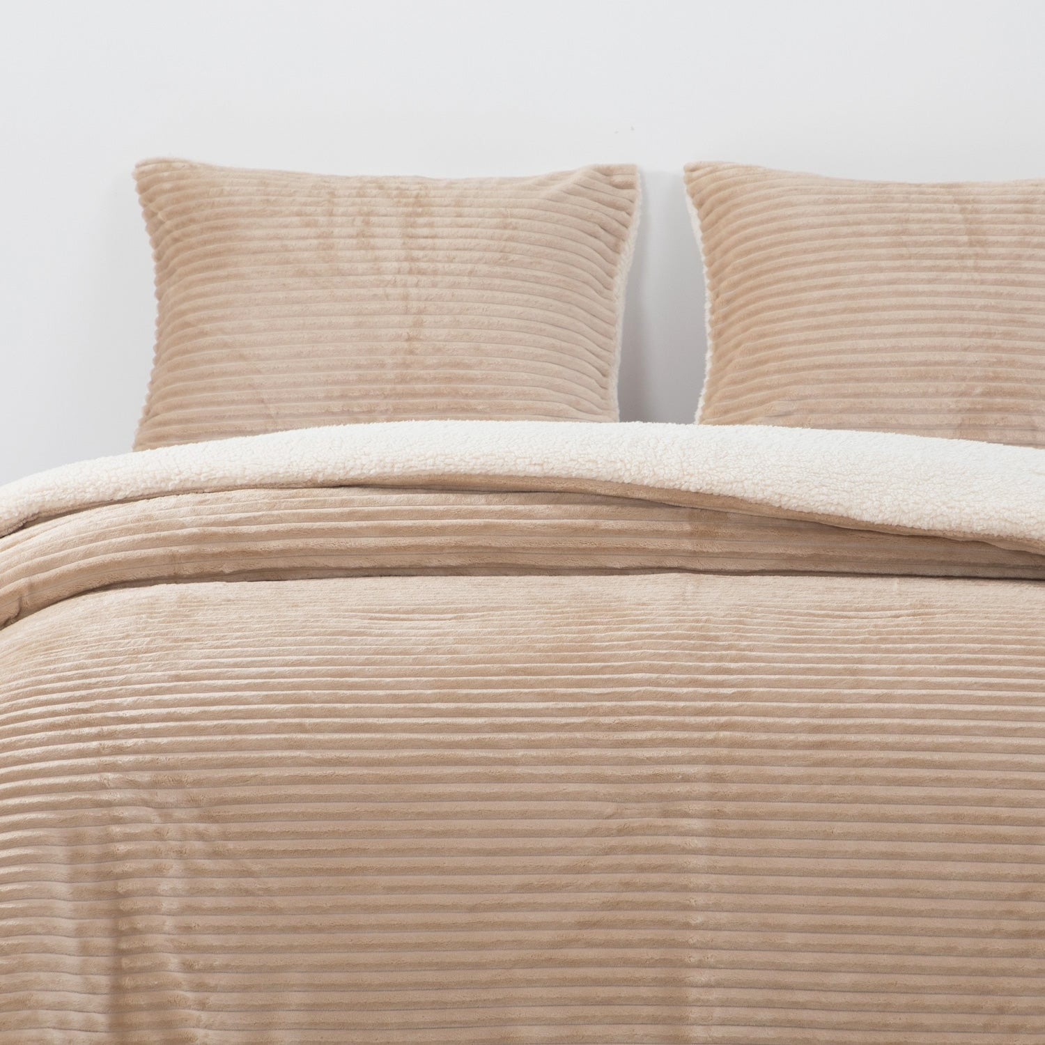 Dib - Cobertor Reversible Sherpa 2 Plazas Cotelón Beige