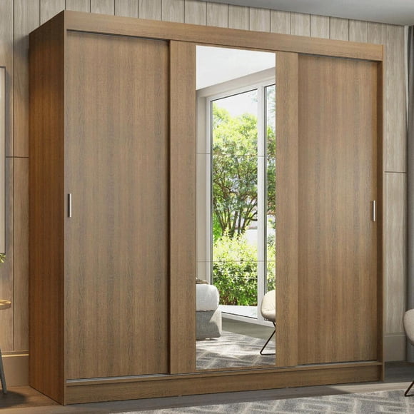 Clóset Madesa Reno 3 Puertas Corredizas con 1 Espejo Marrón