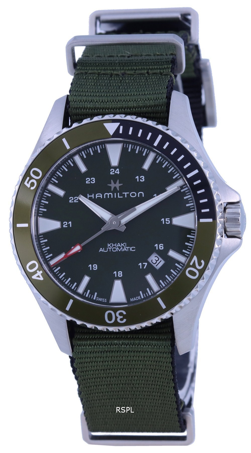 Reloj Hamilton Khaki Navy Scuba Green Dial Automatic H82375961 100M Men'S Watch