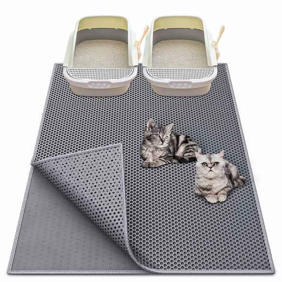 Alfombrilla de arena para gatos Waretary, extra grande, XL, en forma de panal, gris