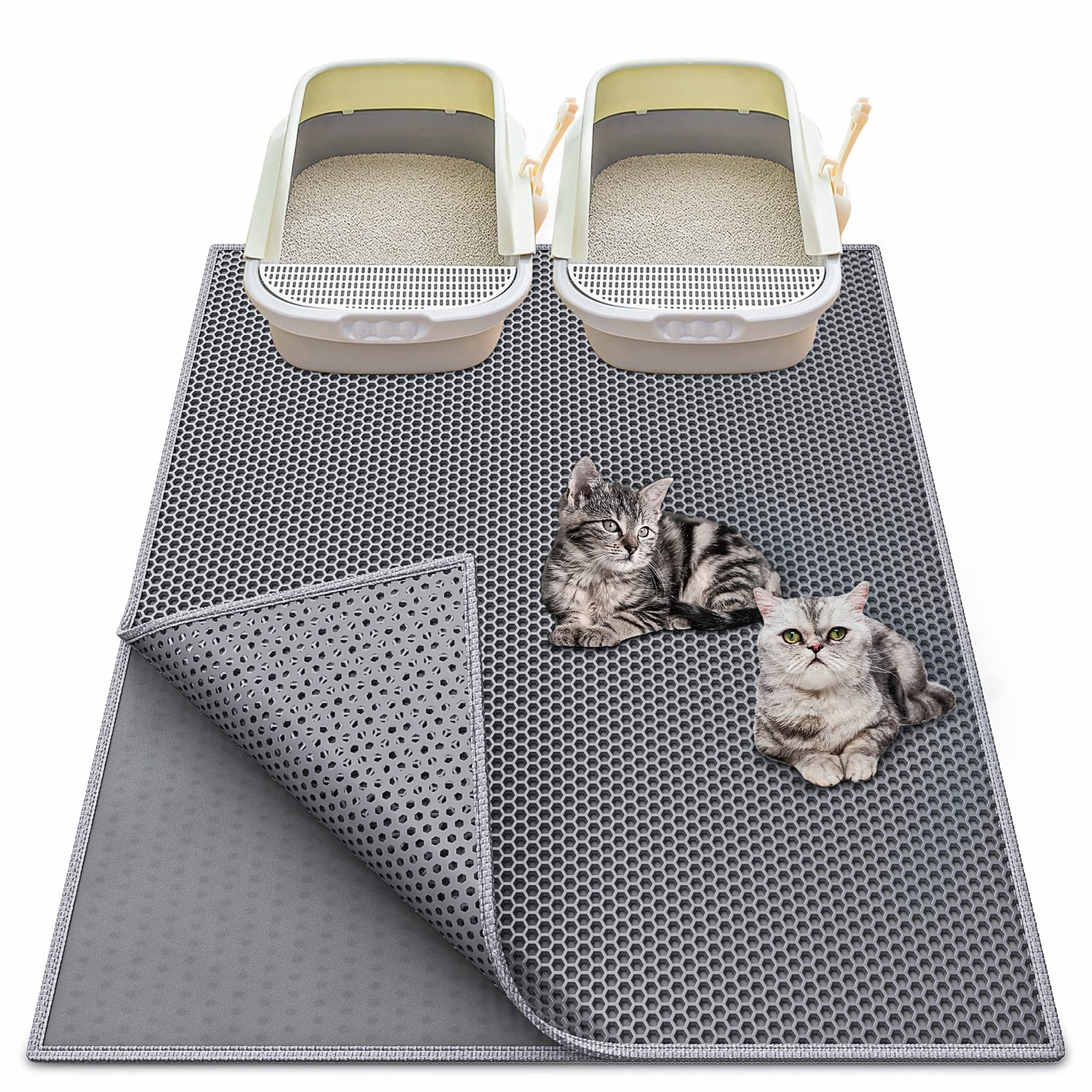 Alfombrilla De Arena Para Gatos Waretary, Extra Grande, Xl, En Forma De Panal, Gris