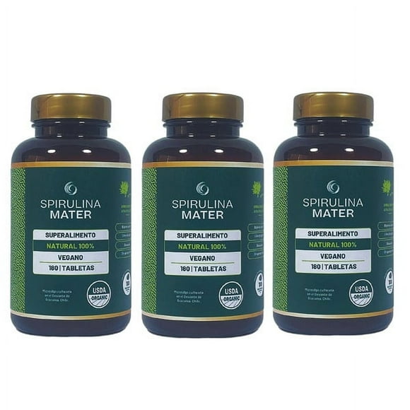 Pack X 3 Spirulina Mater 100% Natural 180 Tabletas
