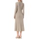 thumbnail image 3 of INSPIRE CHIC Vestido Suéter Plisado para Mujer Cuello Simulado Manga Larga Casual Otoño Invierno Tejido de Punto A-Line Midi Vestido L Camel, 3 of 6