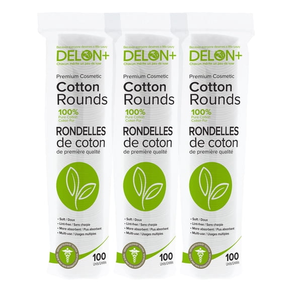 Discos de Algodón Cosméticos DELON Premium 100 Unidades (Paquete de 3)
