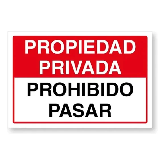 AVISO ALUMINO 20X30 CMS propiedad privada fondo blanco