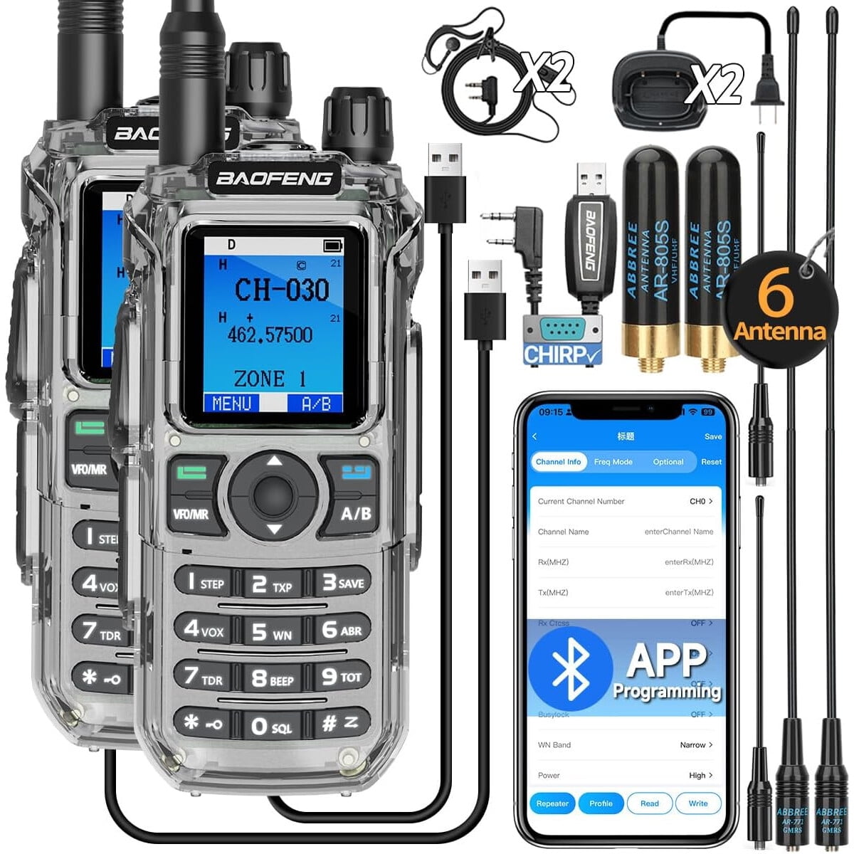 Radio Baofeng Gmrs Gm21 999 Canales Largo Alcance Recargable