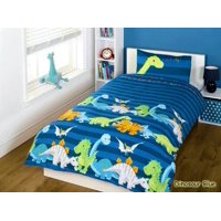 Milsleep - Niños Filas De Dinosaurios Ropa De Cama Azul Edredón / Funda Nórdica Para Niños Pequeños O Gemelos