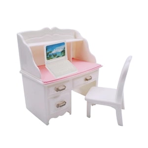 Magideal - Juego De Silla De Escritorio Para Casa De Muñecas A Escala 1/6, Accesorios De Decoración Para Casa De Muñecas En Miniatura, Cuaderno De Simulación, Ju Con Portátil Blanco