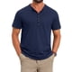 thumbnail image 1 of INSPIRE CHIC Camisa Henley de Manga Corta con Textura Retro para Hombre, Botones Abajo, Exterior, 2XL Azul Marino, 1 of 5