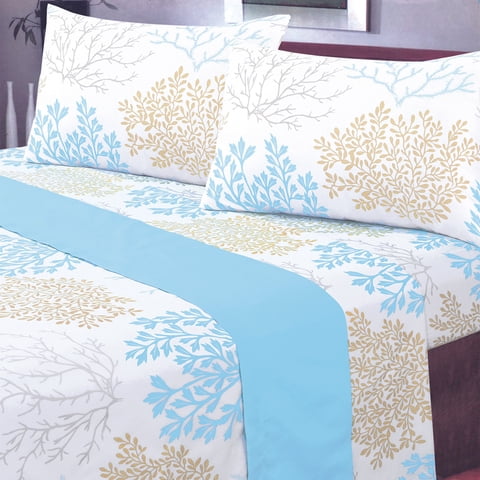 Mallorca - Juego De Sábanas T144 1 Plaza Coral Turquesa