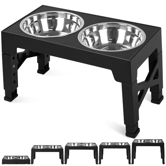Cuencos Elevados Para Perros Con 2 Cuencos De Acero Inoxidable