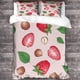 thumbnail image 3 of Juego de cama con estampado 3D de frutas adorables con diseño de fresa, microfibra suave, juego de funda nórdica de 3 piezas, 2 fundas de almohada, cremallera oculta., 3 of 3