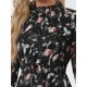 thumbnail image 5 of INSPIRE CHIC Vestido Mini de Mujer con Manga Larga Floral Cuello Fruncido Adorno de Volantes Vestido Casual de Chifón Negro S, 5 of 6