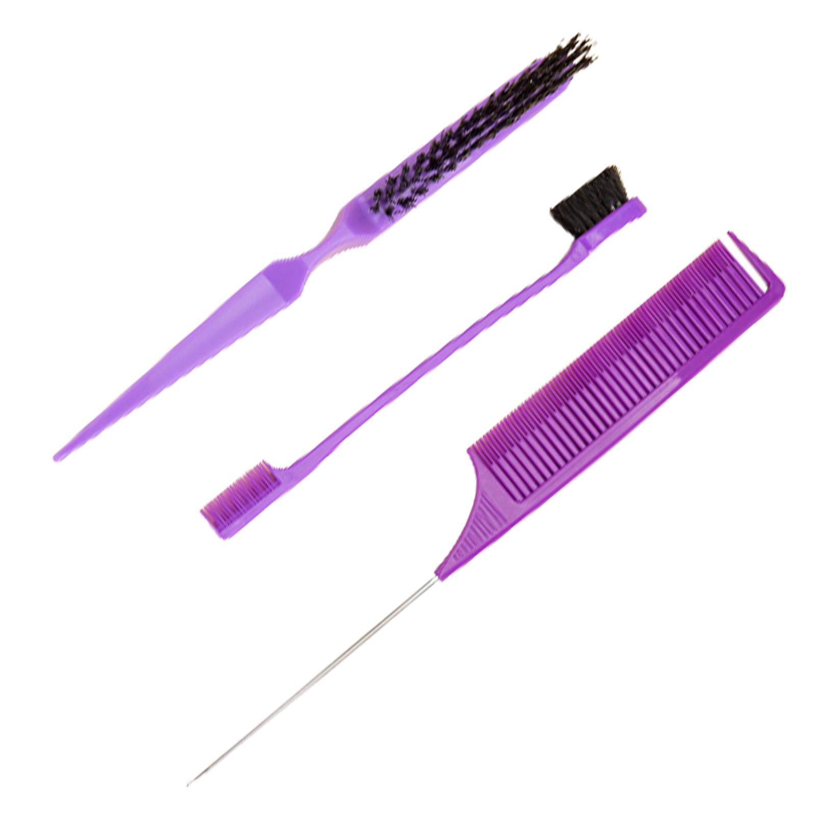 Magideal - 3x Peine Para Pelo Con Estilo, Juego De Cepillos Para Burlarse, Peine De Separación, Cepillo Para El Pelo Con Cerdas, Juego De Cepillos Pulidos Para A Púrpura