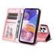 thumbnail image 3 of Funda tipo cartera FOXDOCK para Samsung Galaxy A23 4G/5G , diseño girasol en relieve, cuero PU, cierre magnético, soporte y tarjetero, 3 of 5