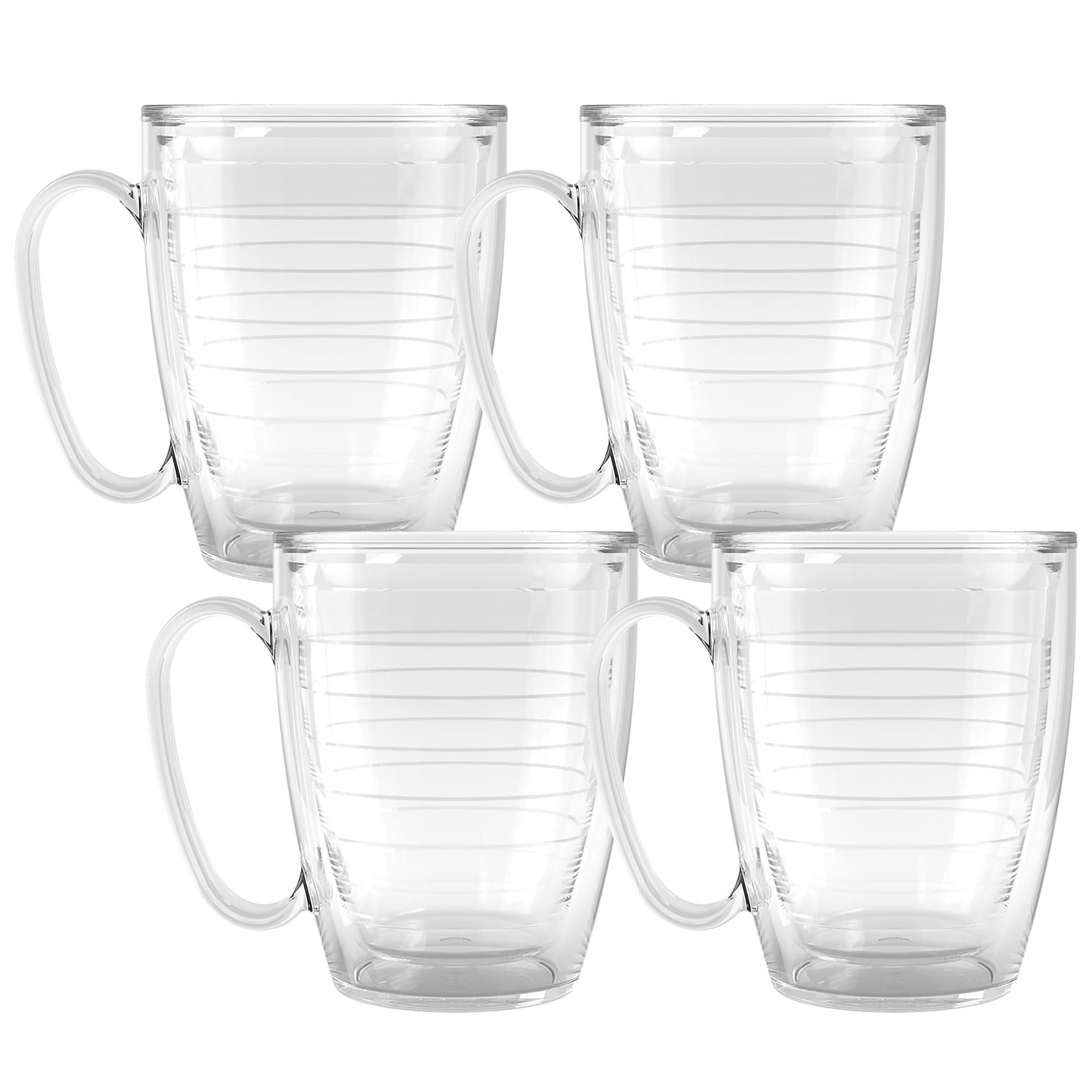 Taza Tervis Transparente Y Colorida Para Mesa, 470 Ml, Paquete De 4