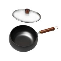 Magideal - Estufa De Wok De 9.45 Pulgadas, Wok De Botón Plano, Versátil Wok De Cocina Caliente, Estufa De Frito Para El Hotel De Restaurantes, Acampar , Tapa De Tapa De Vidrio