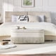 thumbnail image 2 of Oval Upholstered Storage Ottoman with Fringe Trim & Lift-Top Lid - 39"L x 16"W x 17"H, Multi-Functional Footrest & Hidden Storage for Living Room or Bedroom - Beige Fabric with Metal Frame, 2 of 3