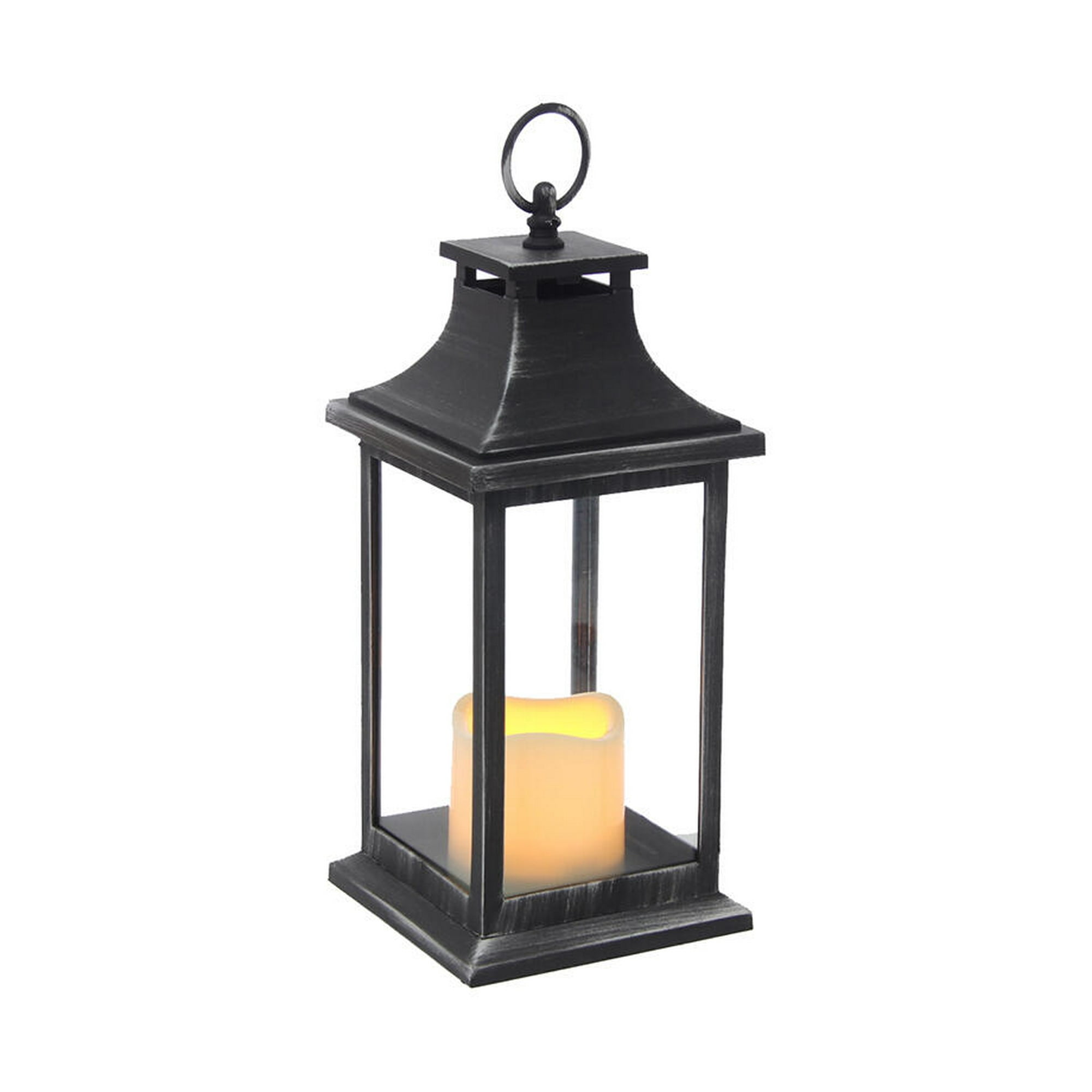 Vgo - Fanal Pl C/ Vela Led 30x13x13 Cm. Negro