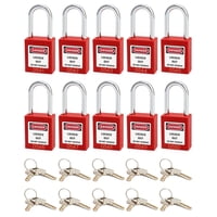 Candado De Seguridad Qwork Rojo Con Etiqueta De Bloqueo Con 10 Candados Y 20 Llaves