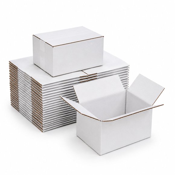 Cajas de envío DUZCLI 25x15x15 cm, pack de 35 unidades, blancas