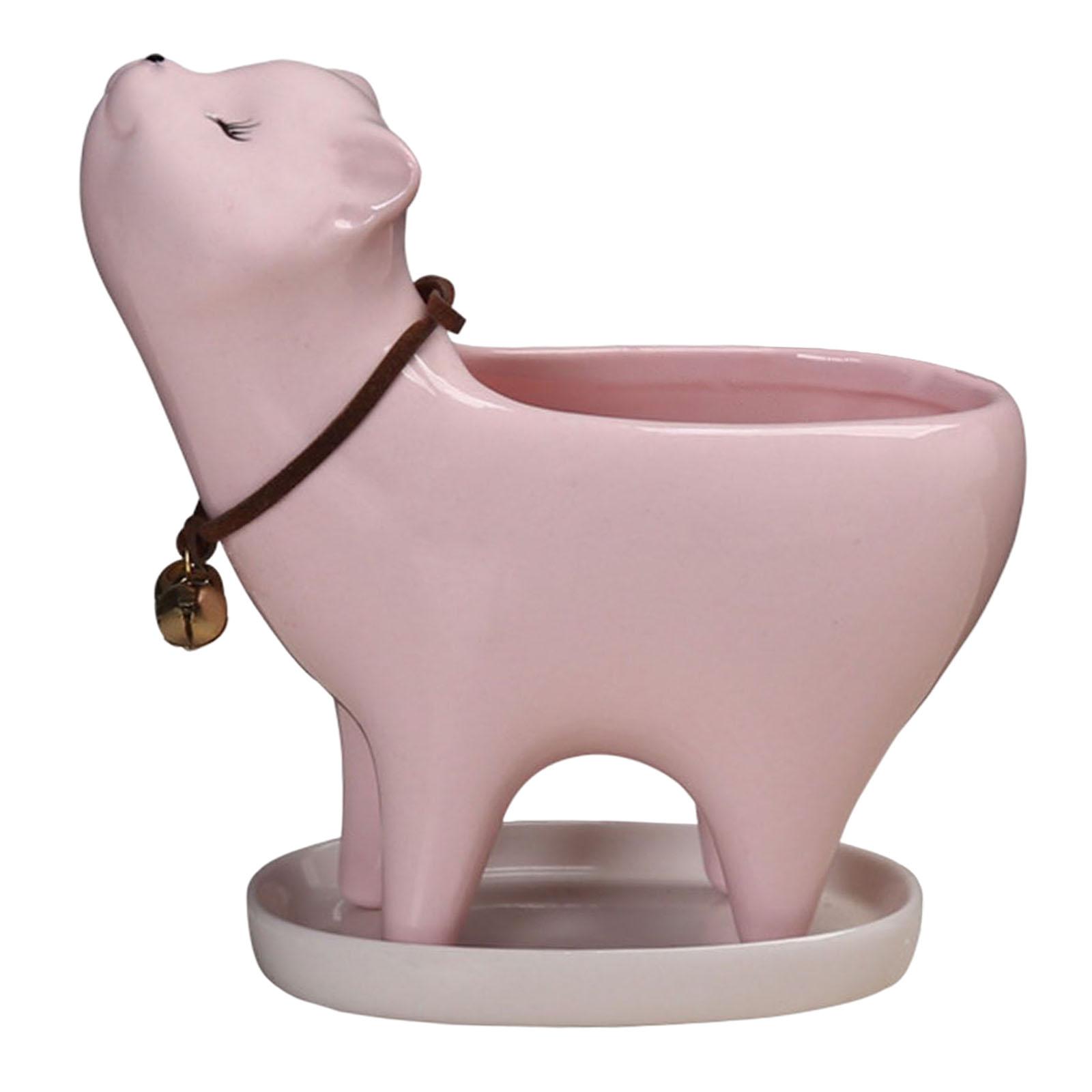 Magideal - Macetas Suculentas De Cerámica, Adornos De Maceta Diy Animal En Apariencia De Dibujos Animados Cola De Gato Animal Bonsai Titular Maceta Para Decoraciones Rosado