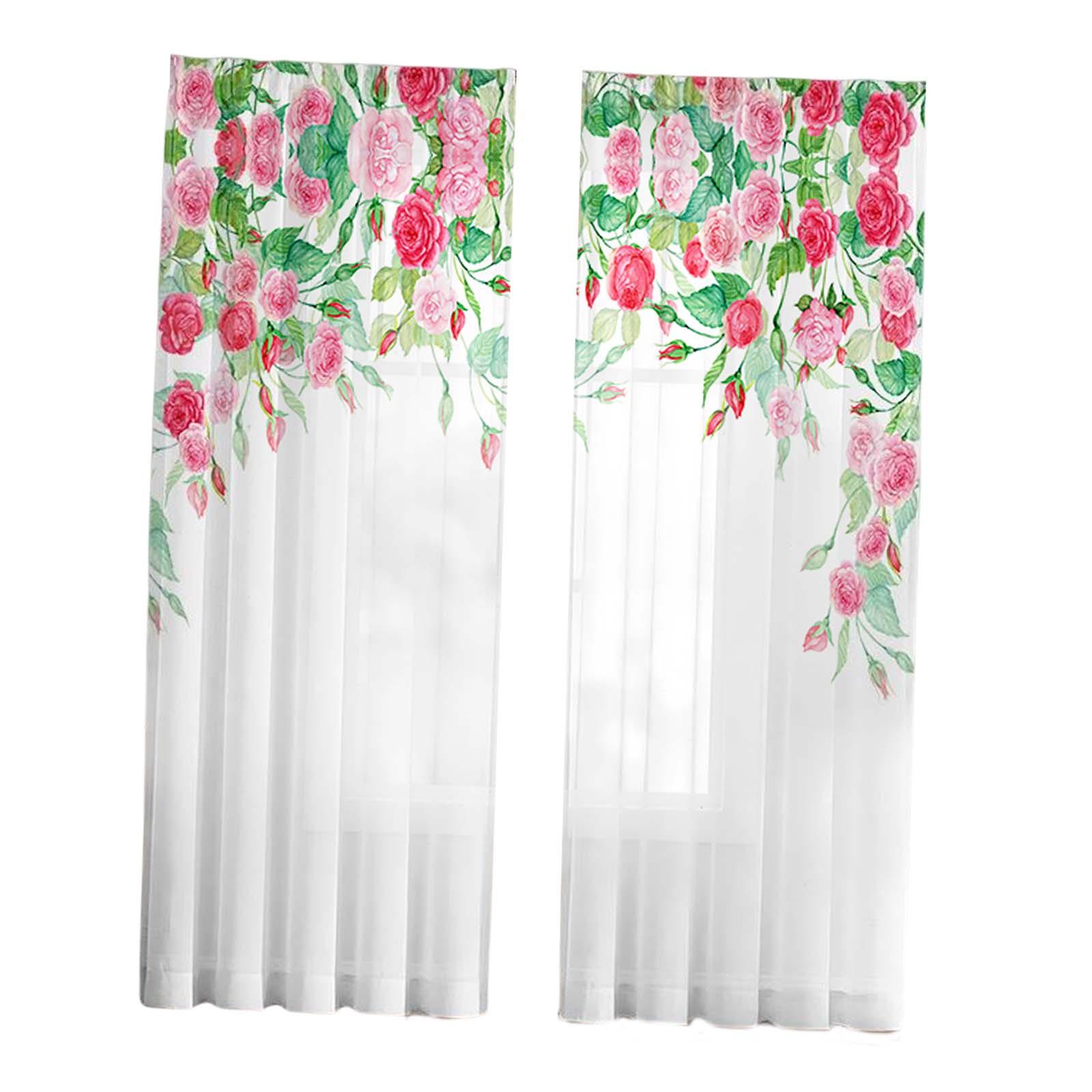 Bothyi - 2 Cortinas Transparentes Blancas Florales Con Filtro De Luz Para Sala De Estar, Ventana De Hotel, 132 Cm X 213 Cm
