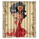 thumbnail image 1 of Cortina de ducha con diseño de flores de Betty Boop, juego de cortinas de baño con ganchos, tamaño 60 x 72 pulgadas, 1 of 3
