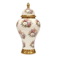 Genérico - Potiche Decorativo Jarrón Diseño Motivos Florales Adorno Jhn