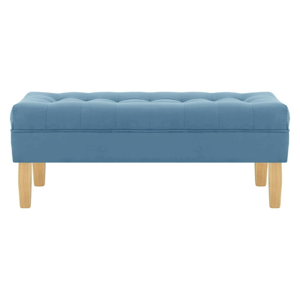 Banqueta Wood 2c Felpa 05 Azul Petroleo