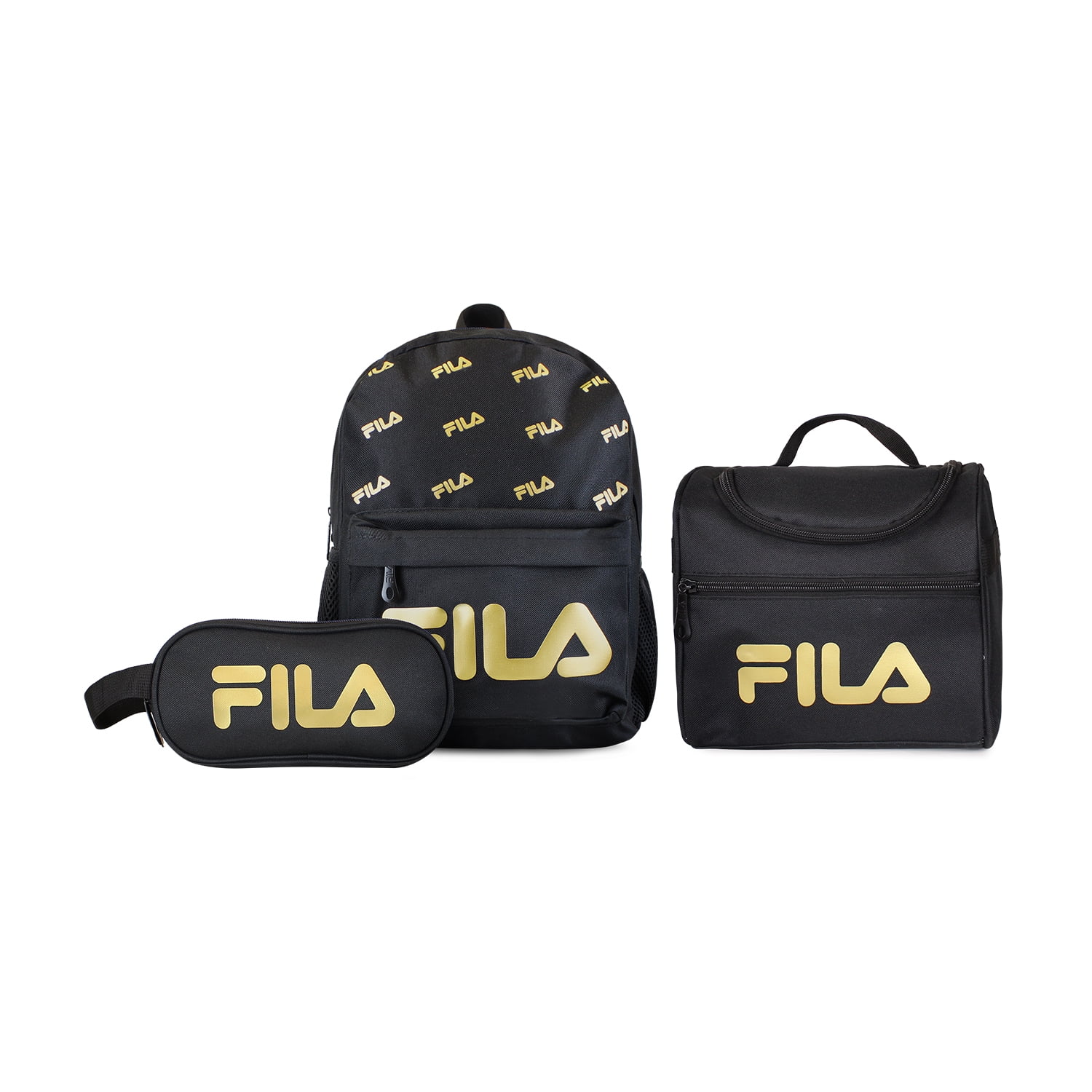 Set Fila Mochila 10lts Urbanix + Lonchera Térmica + Estuche Spark Negro-gold