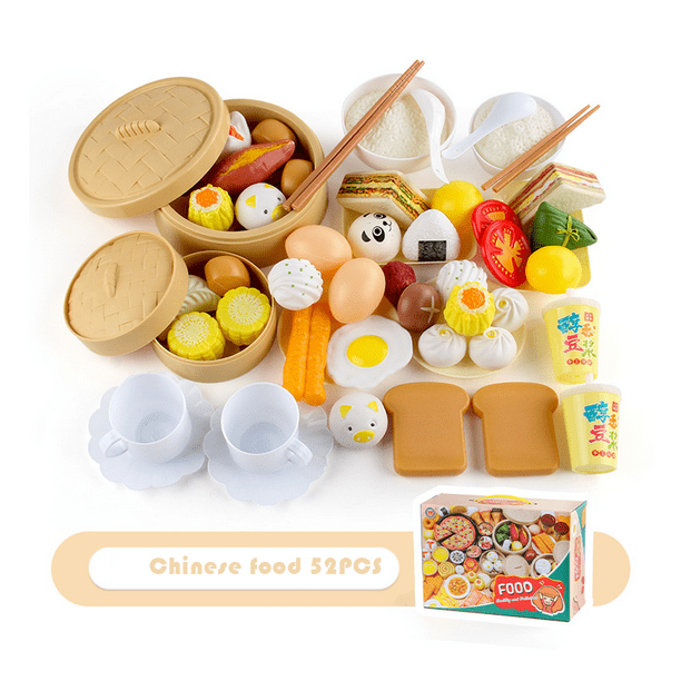 Set/52pcs, Popular Breakfast Food Toy Set, Children's Kitchen Toy Set, Chinese Breakfast For Kids Early Education, Children's Play House Toys, Simulation Food Breakfast, Toddlers Boys And Girls Christ