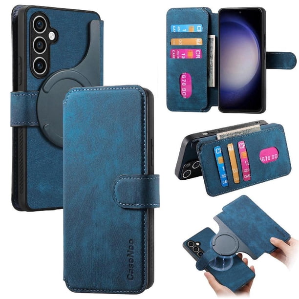 Funda Billetera Magnética para Samsung Galaxy S23 FE Soporte Tarjetas Desmontable Azul