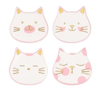 Oem - Set 4 Posavasos Ceramica 4 Piezas Diseño Gato Tierno