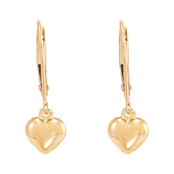 Aros Brilliance 10K Oro Amarillo Corazón Hueco Leverback