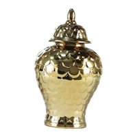 Bothyi - Tarro De Jengibre De Cerámica Arreglo Floral Exhibición Bodas Tarro De Jengibre Decorativo Dorado