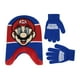 thumbnail image 1 of Set de gorro de invierno y guantes para niños Nintendo Super Mario de 4 a 7 años, 1 of 3