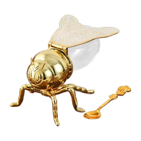 Tarro De Miel De Abeja Con Cuchara De Lujo Incluida Para Regalo Festivo De Inauguración De La Casa Cocina Oro