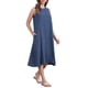 thumbnail image 4 of INSPIRE CHIC Vestidos de Lino para Mujer Regreso a Clases Cuello Redondo Ajuste Suelto Vestido Sin Mangas Casual con Bolsillos S Azul Marino, 4 of 6