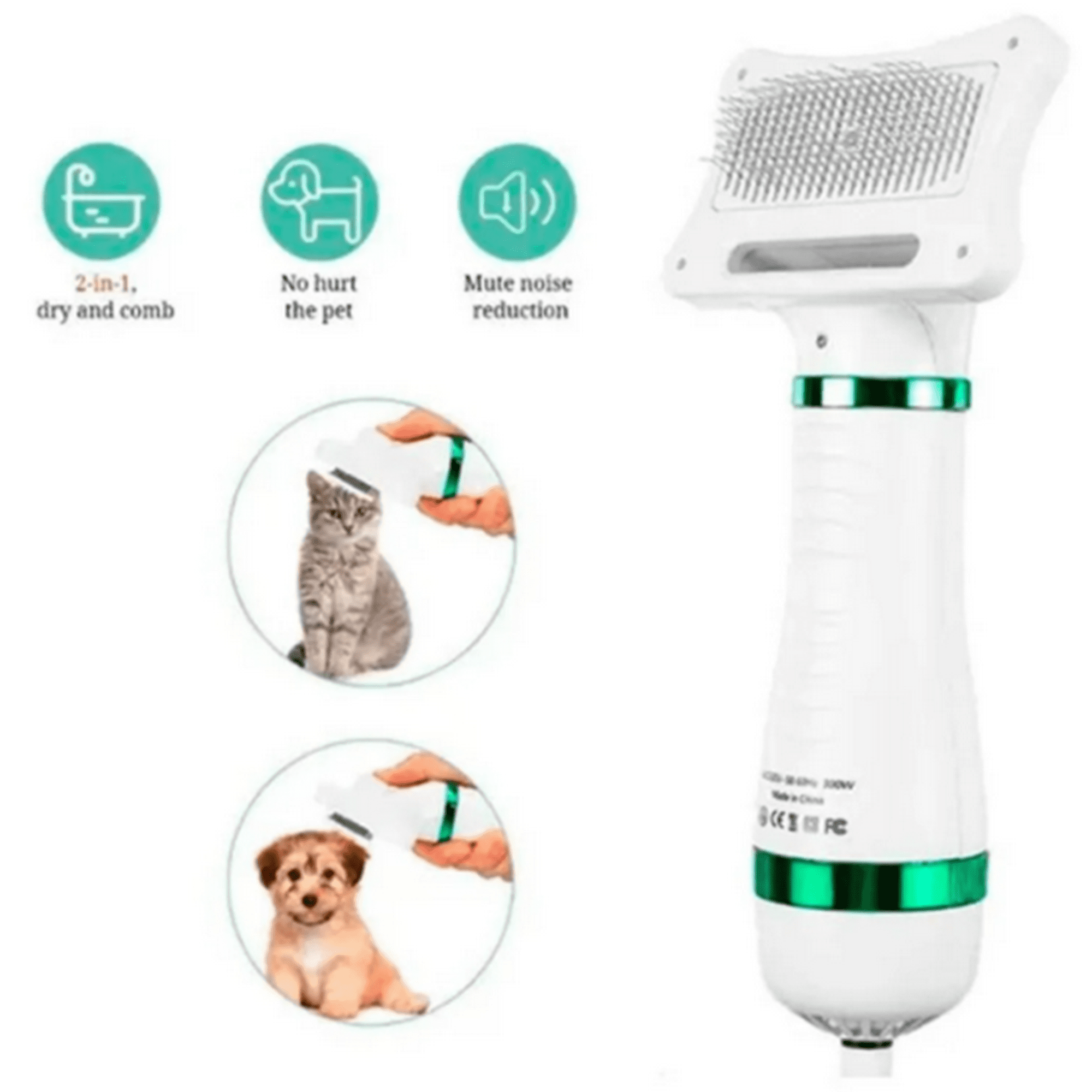 Genérico - Cepillo Secador 2 En 1 Quita Pelos Para Mascotas