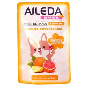 Aileda - Recarga Para Jabón Espuma De Manos 250 Ml Fragancia De Cítrico Destinado A Niños